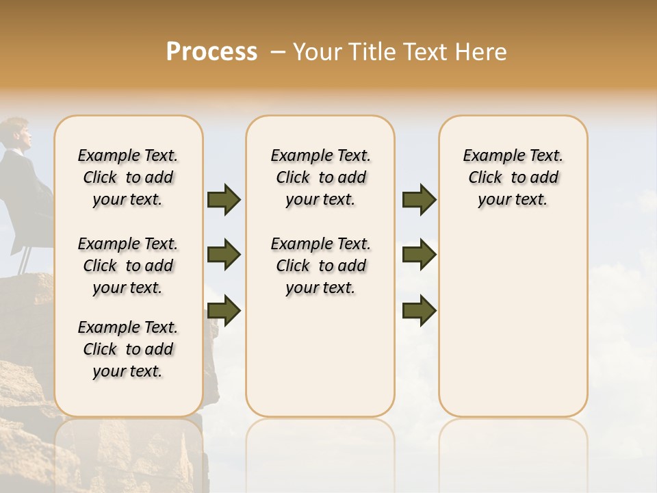 Image Of Pensive Businessman Sitting On The Top Of Mountain With Laptop And Looking At The Sky PowerPoint Template