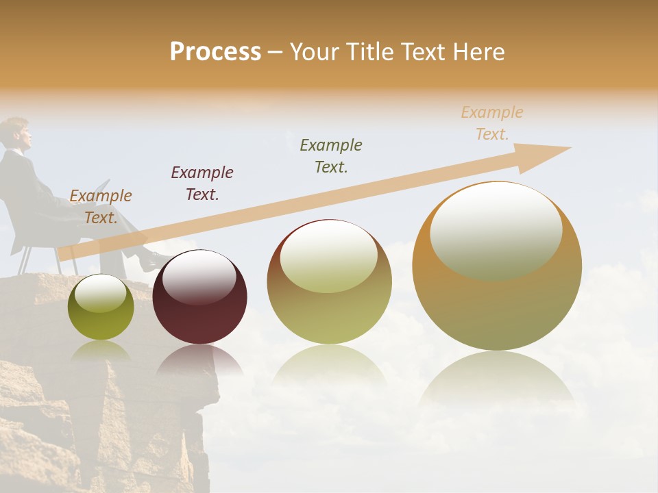 Image Of Pensive Businessman Sitting On The Top Of Mountain With Laptop And Looking At The Sky PowerPoint Template