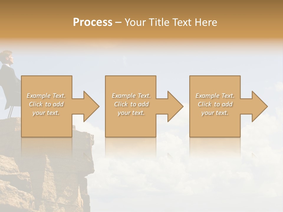 Image Of Pensive Businessman Sitting On The Top Of Mountain With Laptop And Looking At The Sky PowerPoint Template