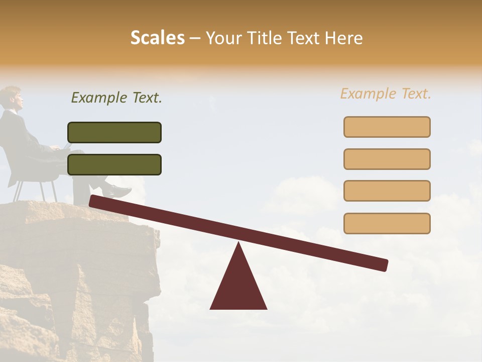 Image Of Pensive Businessman Sitting On The Top Of Mountain With Laptop And Looking At The Sky PowerPoint Template