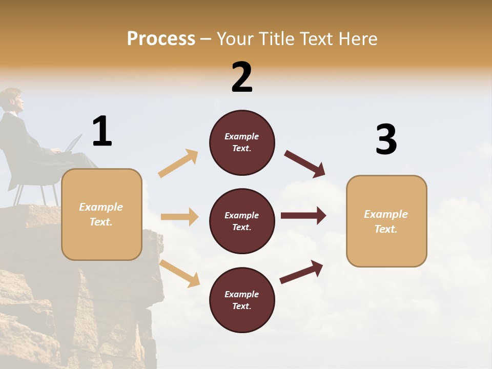 Image Of Pensive Businessman Sitting On The Top Of Mountain With Laptop And Looking At The Sky PowerPoint Template