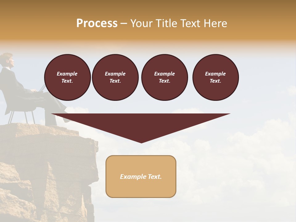 Image Of Pensive Businessman Sitting On The Top Of Mountain With Laptop And Looking At The Sky PowerPoint Template