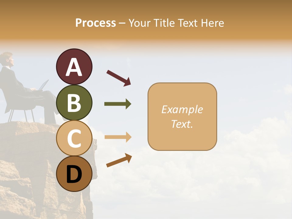 Image Of Pensive Businessman Sitting On The Top Of Mountain With Laptop And Looking At The Sky PowerPoint Template