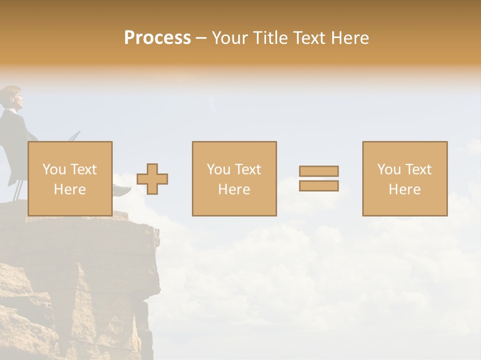 Image Of Pensive Businessman Sitting On The Top Of Mountain With Laptop And Looking At The Sky PowerPoint Template