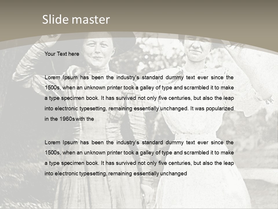 Vintage Photo Of Two Women Friends In Park PowerPoint Template