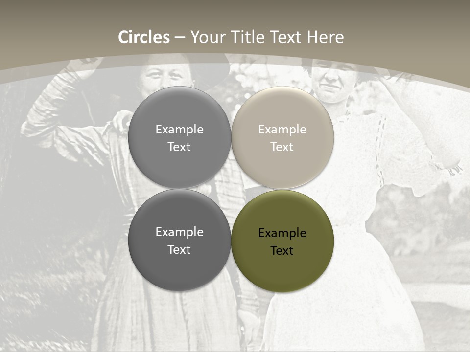 Vintage Photo Of Two Women Friends In Park PowerPoint Template