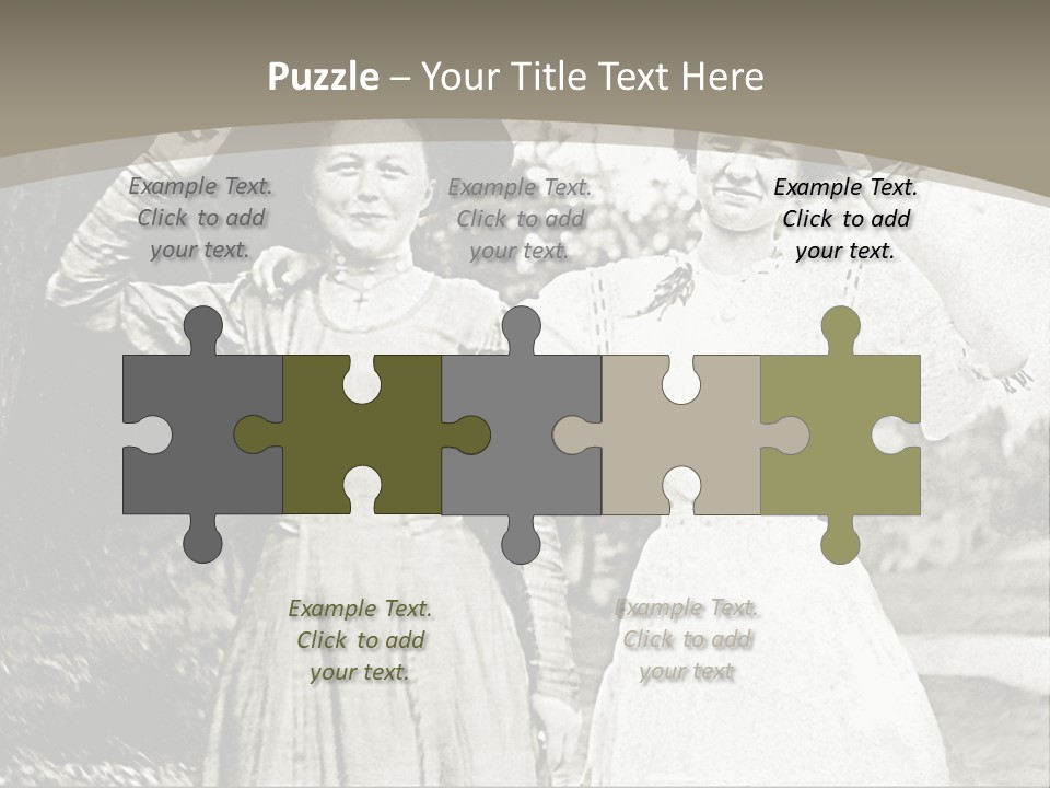 Vintage Photo Of Two Women Friends In Park PowerPoint Template