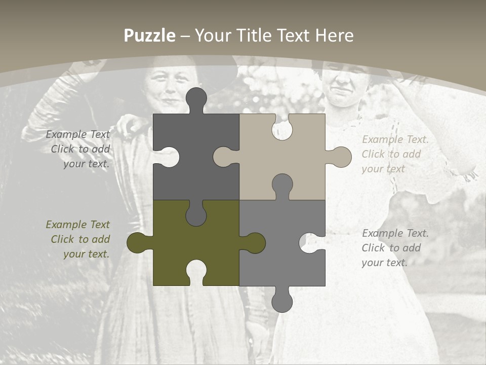 Vintage Photo Of Two Women Friends In Park PowerPoint Template