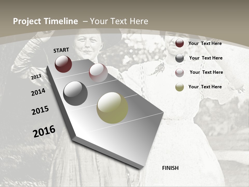 Vintage Photo Of Two Women Friends In Park PowerPoint Template