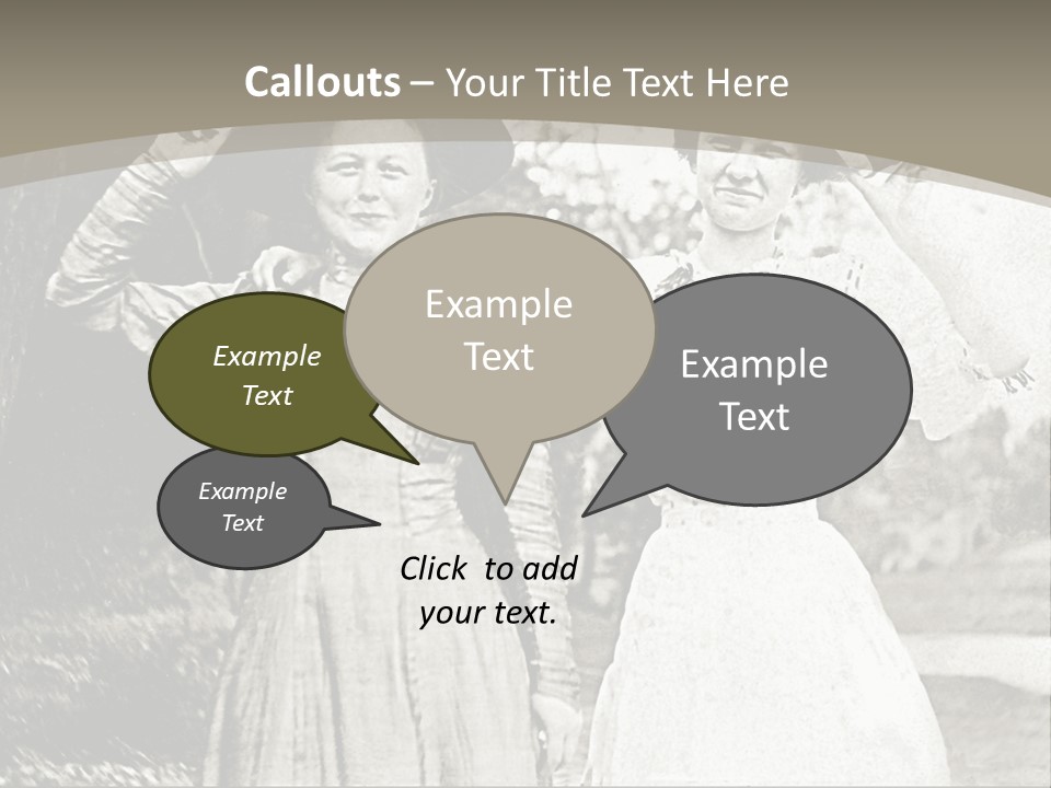 Vintage Photo Of Two Women Friends In Park PowerPoint Template