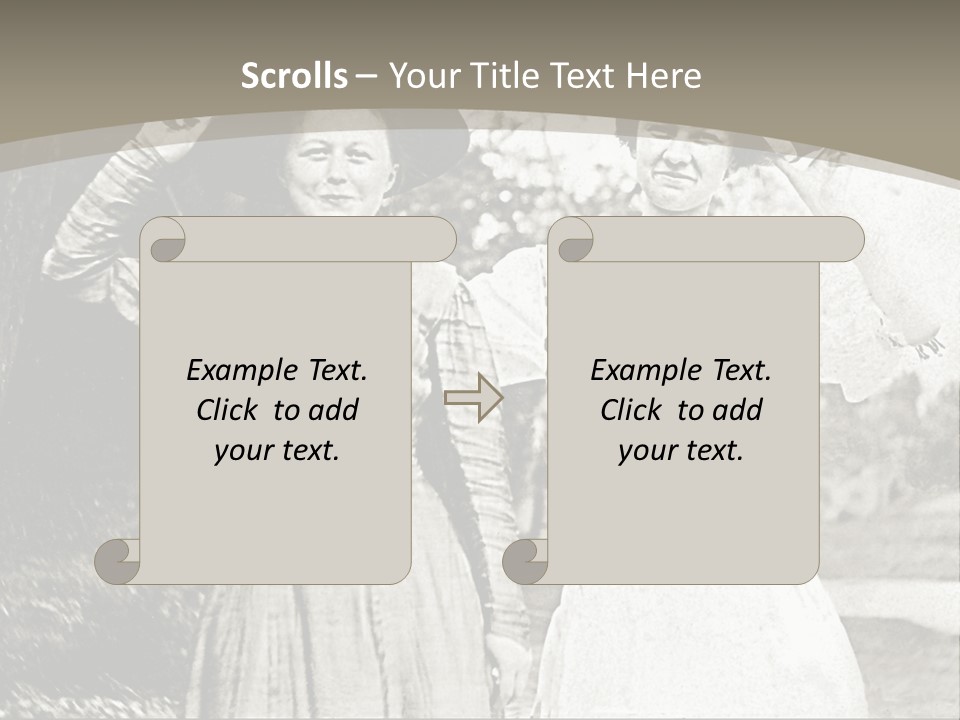 Vintage Photo Of Two Women Friends In Park PowerPoint Template