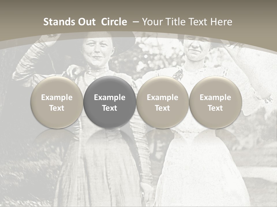 Vintage Photo Of Two Women Friends In Park PowerPoint Template