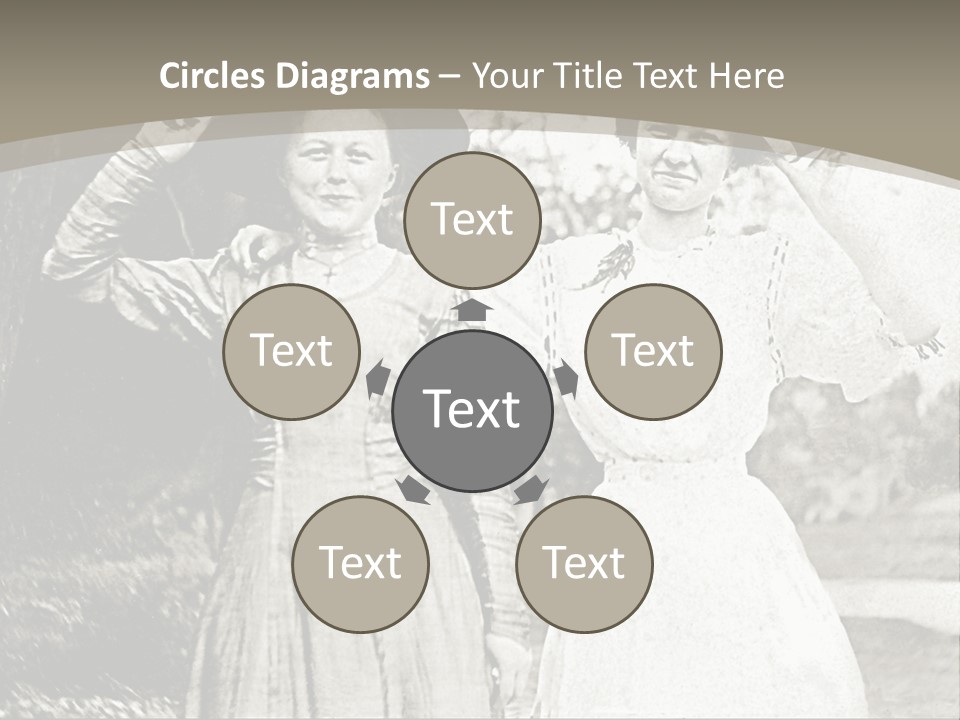 Vintage Photo Of Two Women Friends In Park PowerPoint Template