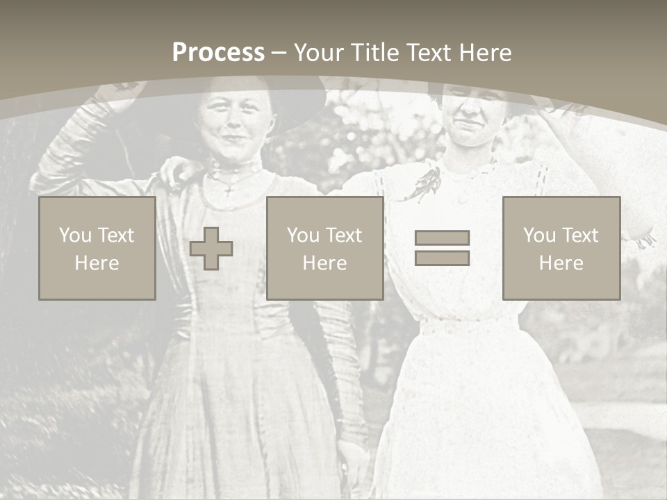 Vintage Photo Of Two Women Friends In Park PowerPoint Template