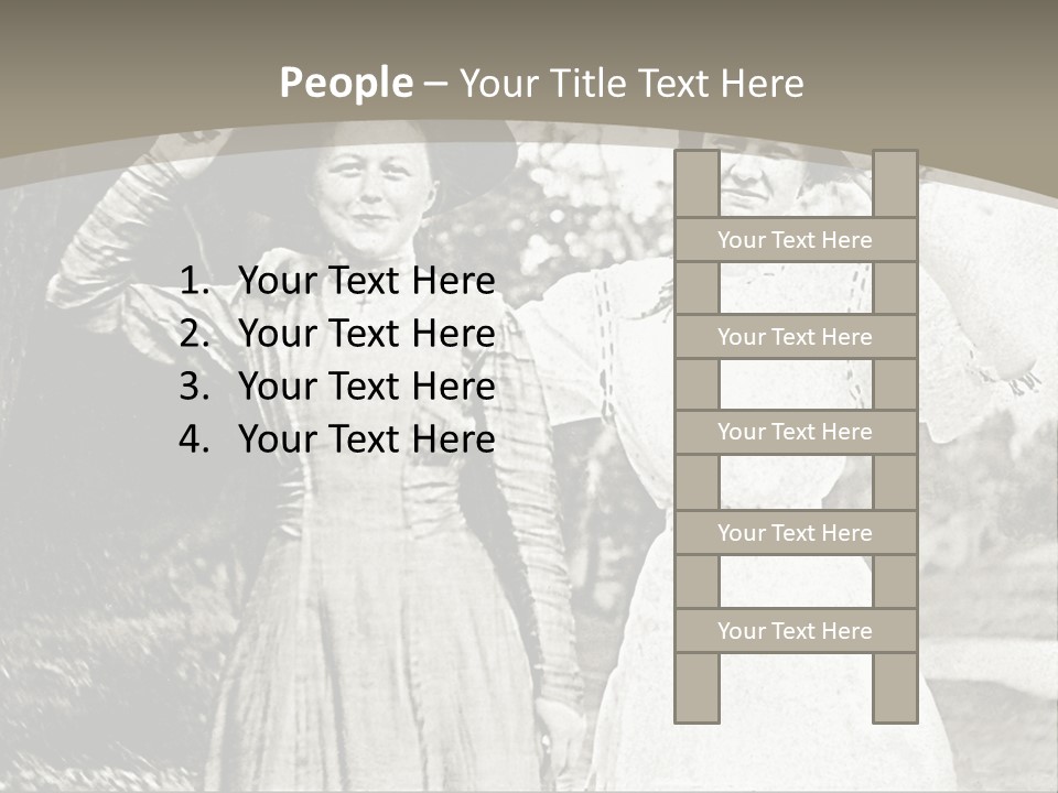 Vintage Photo Of Two Women Friends In Park PowerPoint Template