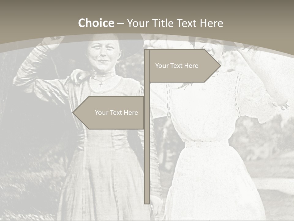 Vintage Photo Of Two Women Friends In Park PowerPoint Template