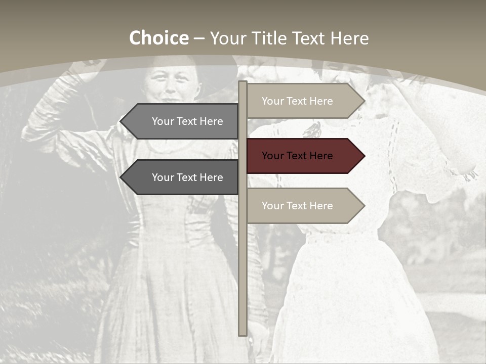 Vintage Photo Of Two Women Friends In Park PowerPoint Template