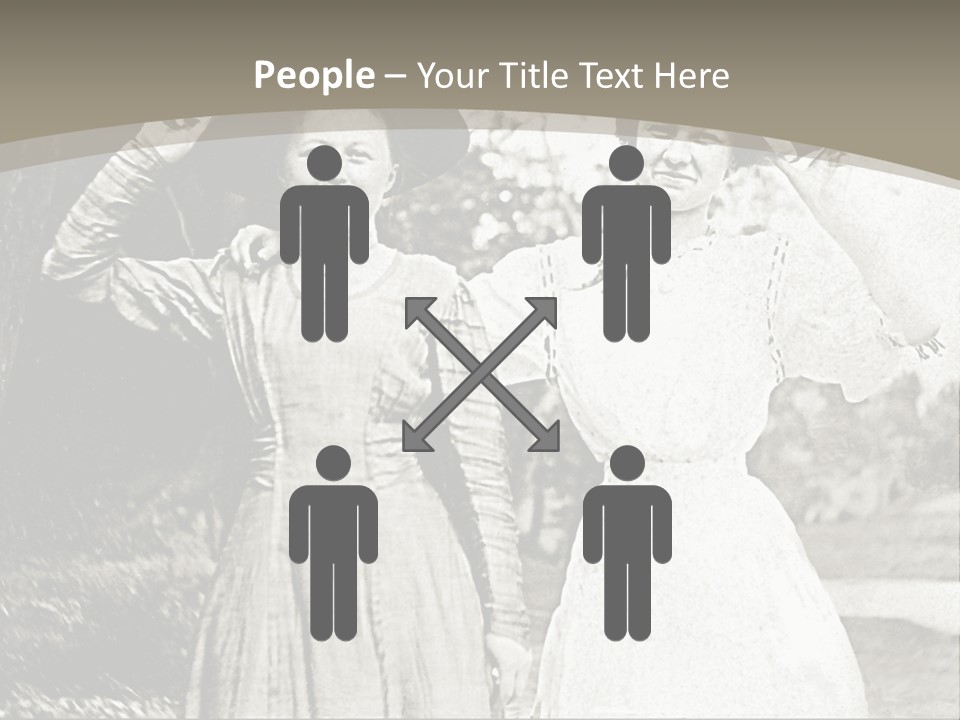 Vintage Photo Of Two Women Friends In Park PowerPoint Template