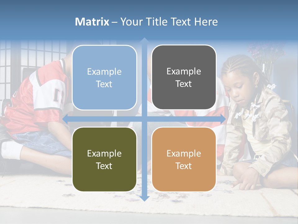 Father And Children Playing With A Jigsaw Puzzle PowerPoint Template