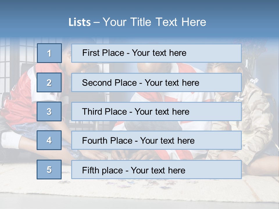 Father And Children Playing With A Jigsaw Puzzle PowerPoint Template