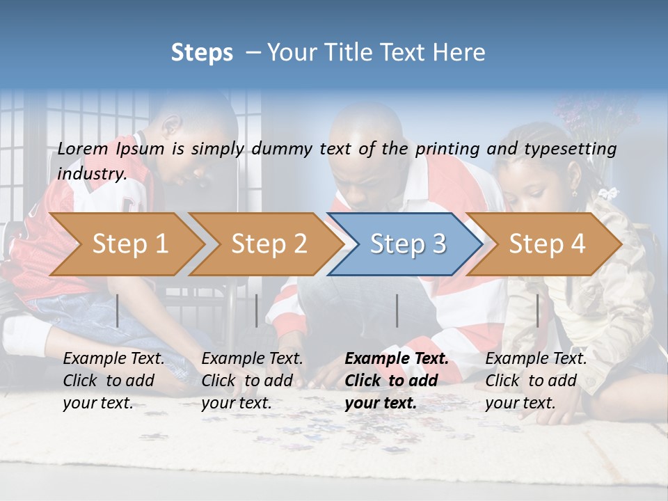Father And Children Playing With A Jigsaw Puzzle PowerPoint Template