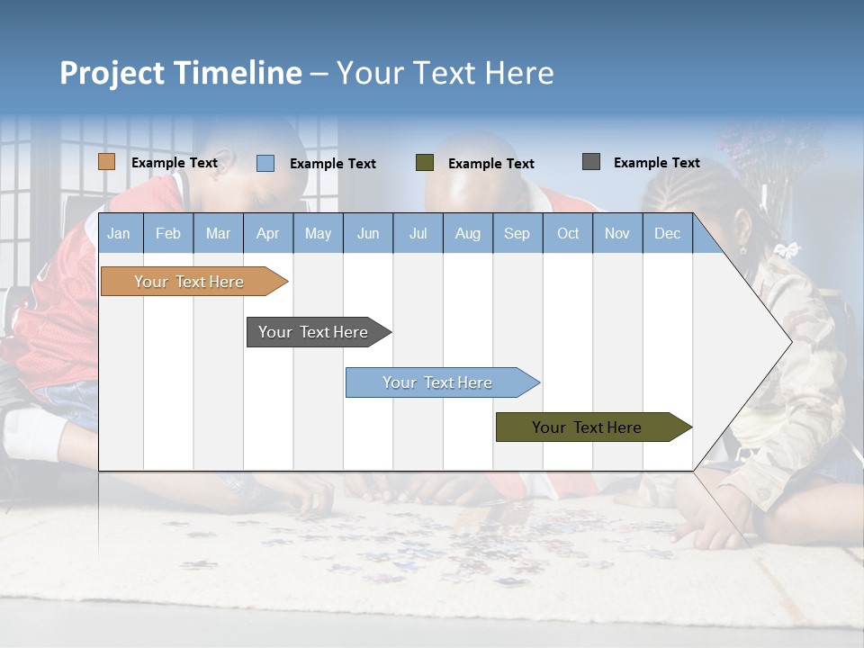 Father And Children Playing With A Jigsaw Puzzle PowerPoint Template