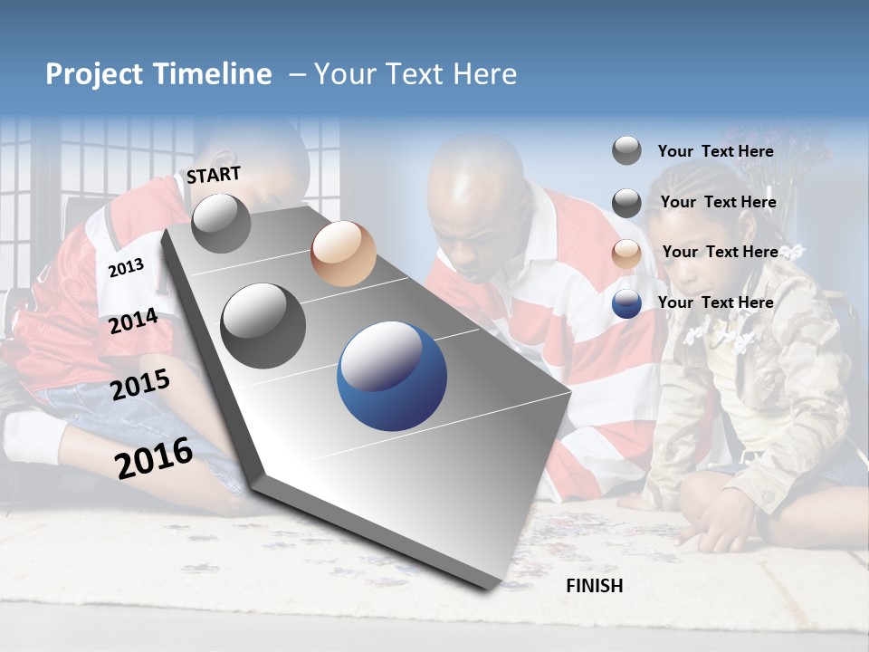 Father And Children Playing With A Jigsaw Puzzle PowerPoint Template