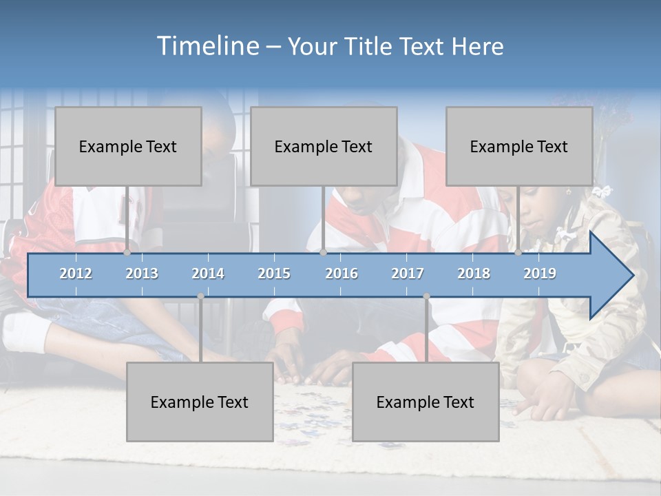 Father And Children Playing With A Jigsaw Puzzle PowerPoint Template