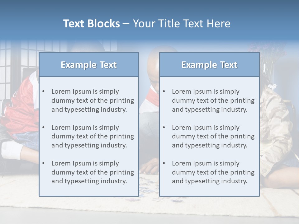 Father And Children Playing With A Jigsaw Puzzle PowerPoint Template