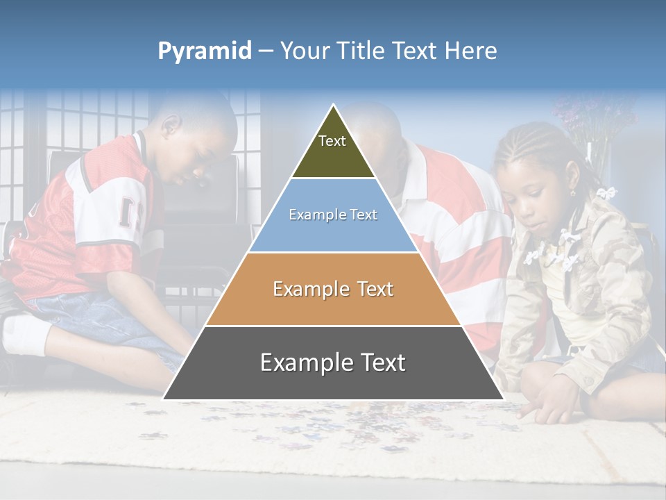 Father And Children Playing With A Jigsaw Puzzle PowerPoint Template