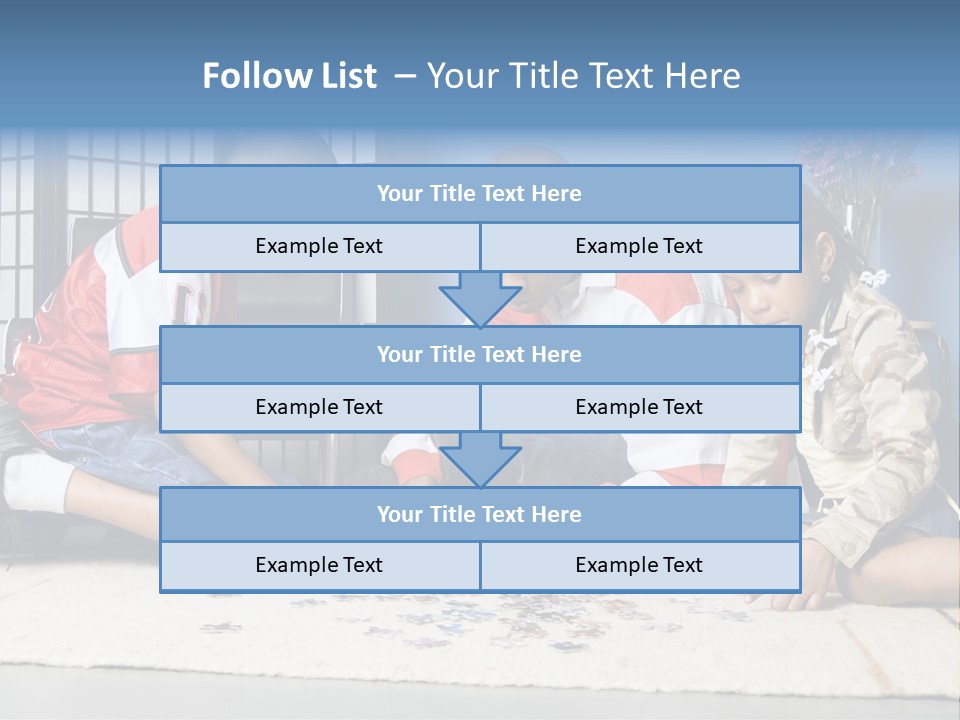 Father And Children Playing With A Jigsaw Puzzle PowerPoint Template