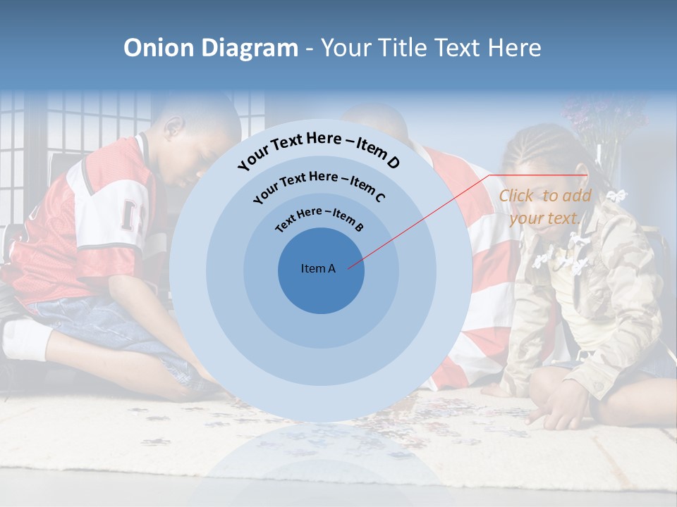 Father And Children Playing With A Jigsaw Puzzle PowerPoint Template