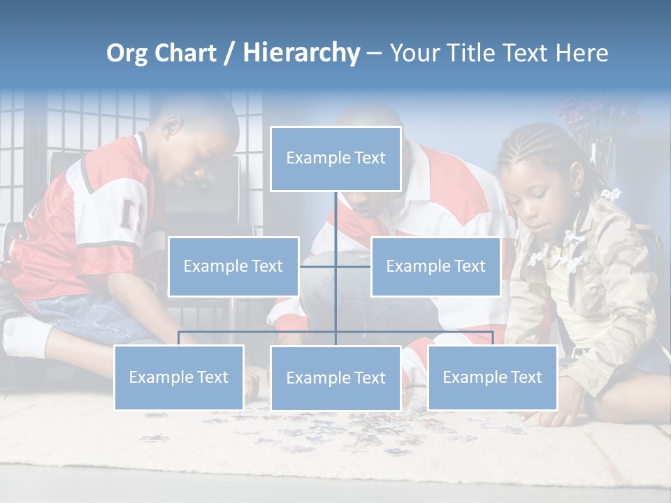 Father And Children Playing With A Jigsaw Puzzle PowerPoint Template