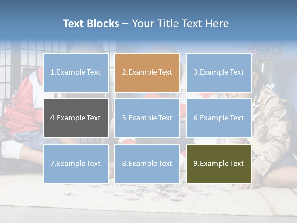 Father And Children Playing With A Jigsaw Puzzle PowerPoint Template