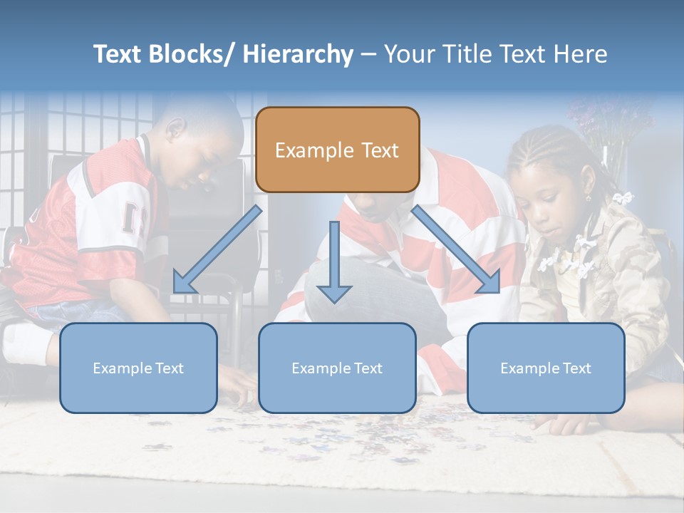 Father And Children Playing With A Jigsaw Puzzle PowerPoint Template