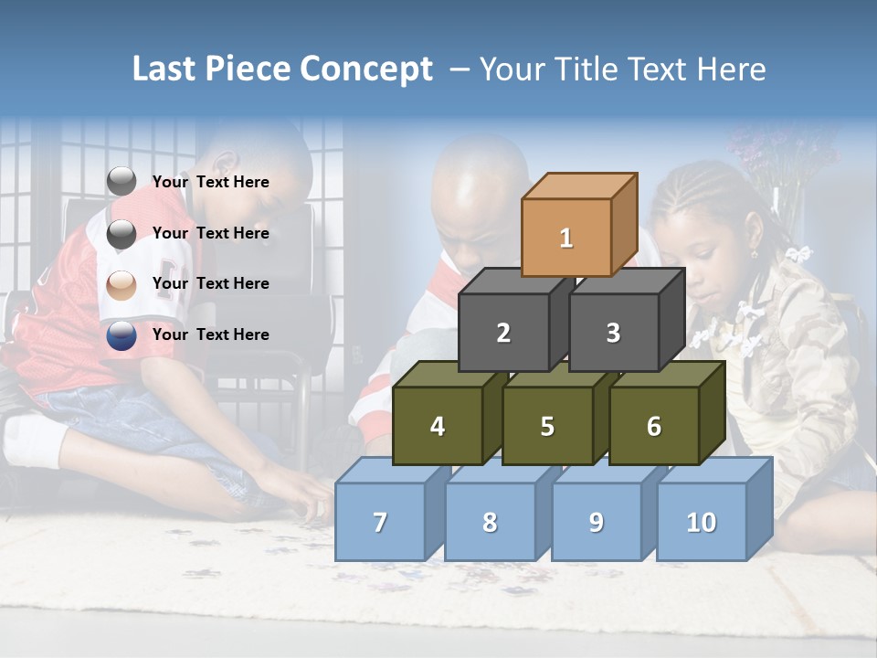 Father And Children Playing With A Jigsaw Puzzle PowerPoint Template