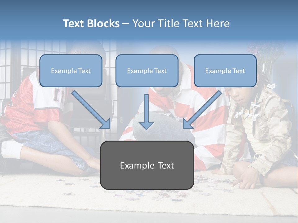 Father And Children Playing With A Jigsaw Puzzle PowerPoint Template