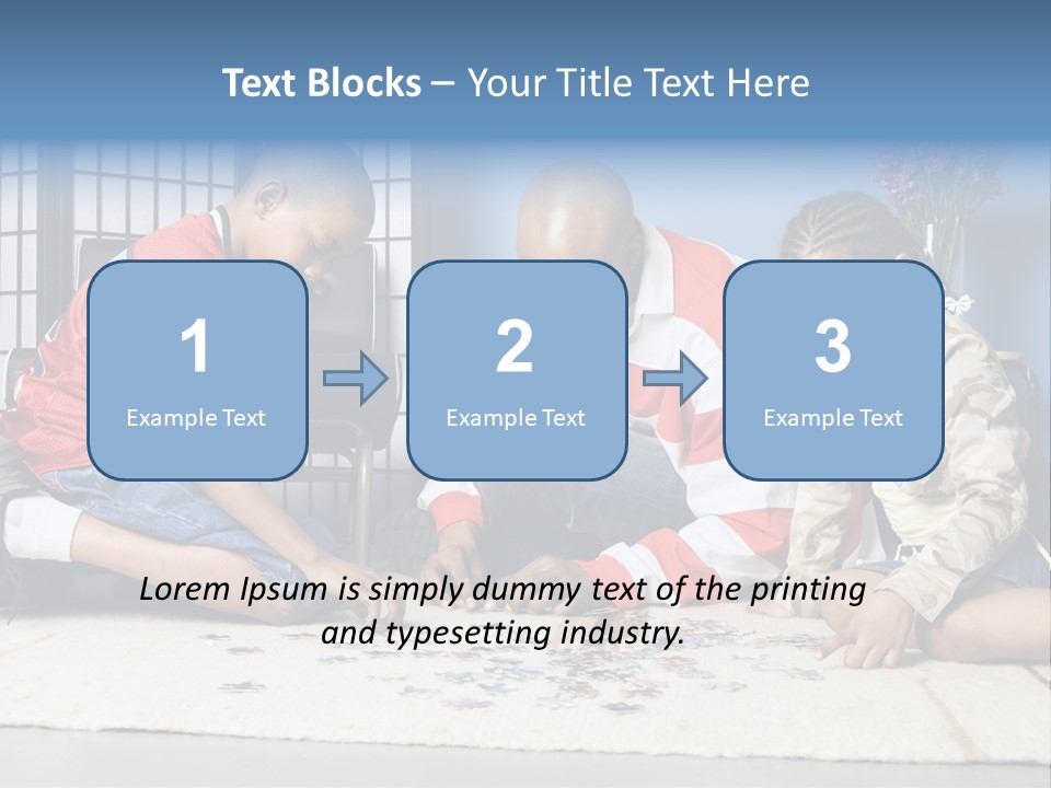 Father And Children Playing With A Jigsaw Puzzle PowerPoint Template
