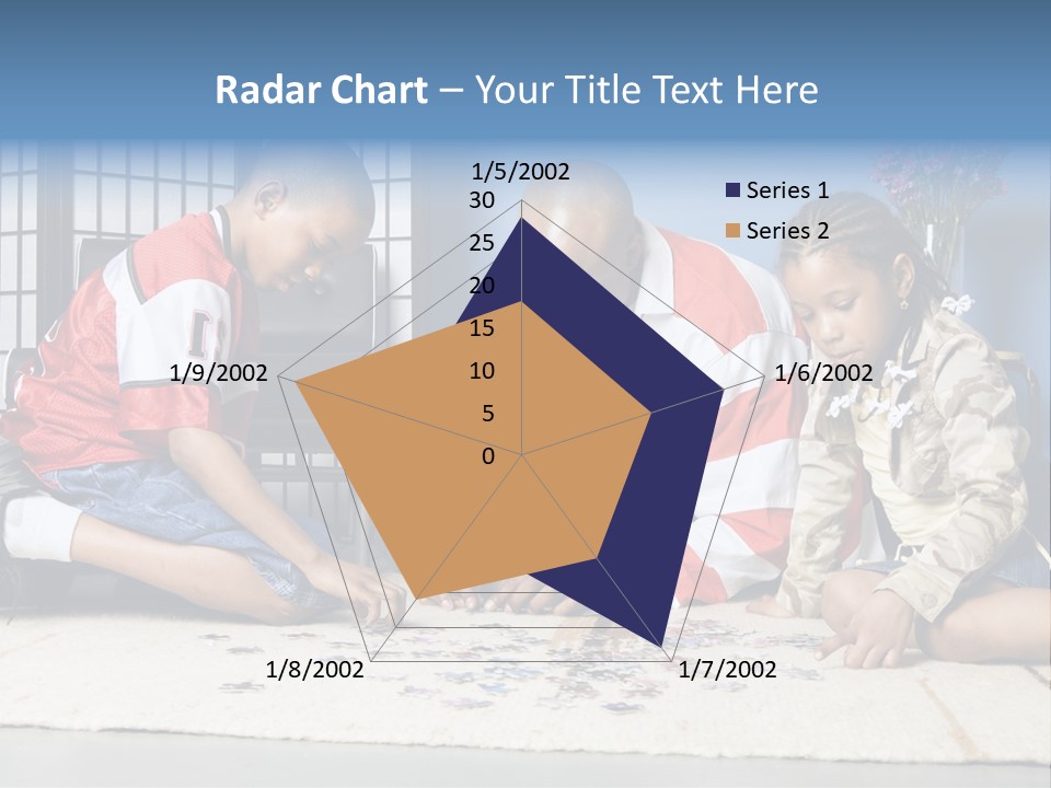 Father And Children Playing With A Jigsaw Puzzle PowerPoint Template