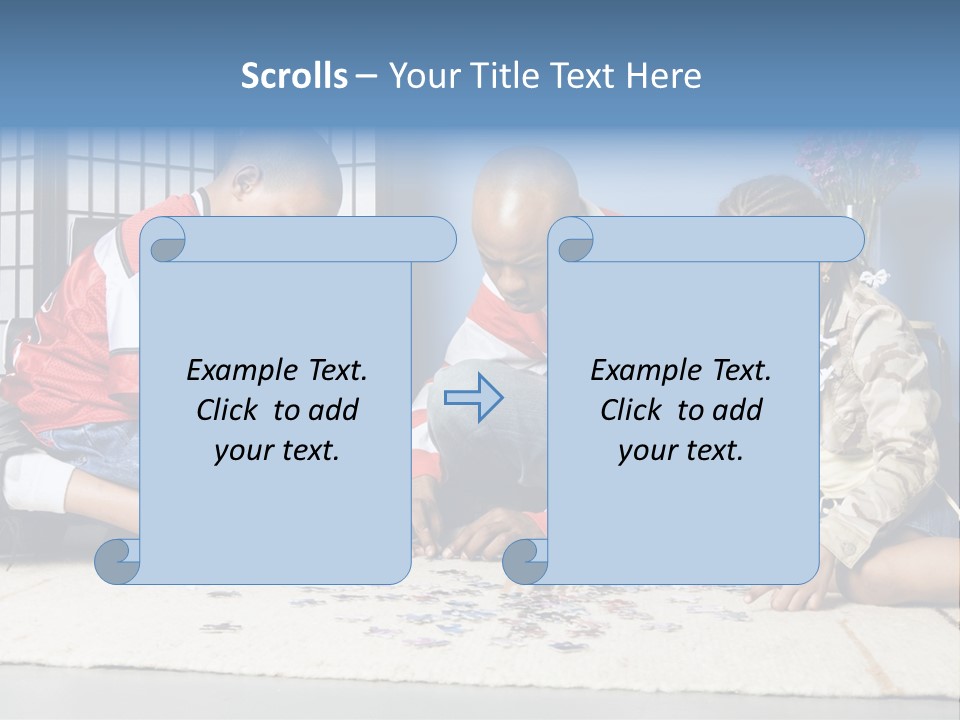 Father And Children Playing With A Jigsaw Puzzle PowerPoint Template