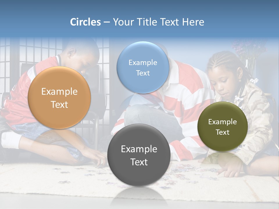 Father And Children Playing With A Jigsaw Puzzle PowerPoint Template