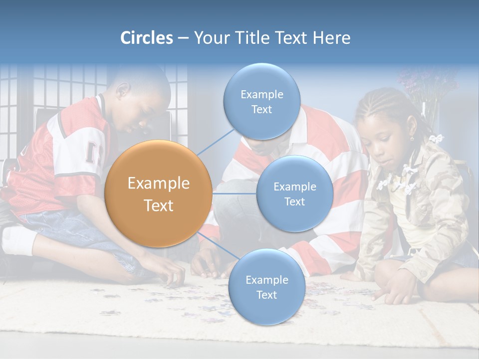 Father And Children Playing With A Jigsaw Puzzle PowerPoint Template