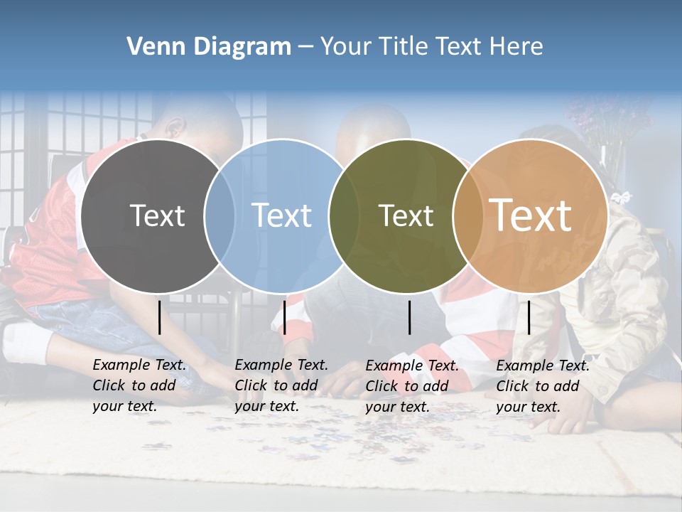 Father And Children Playing With A Jigsaw Puzzle PowerPoint Template