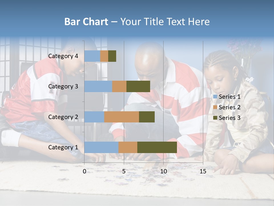 Father And Children Playing With A Jigsaw Puzzle PowerPoint Template