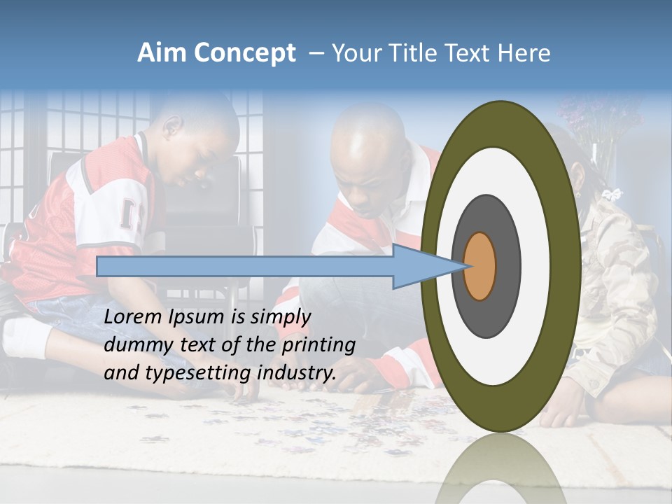 Father And Children Playing With A Jigsaw Puzzle PowerPoint Template