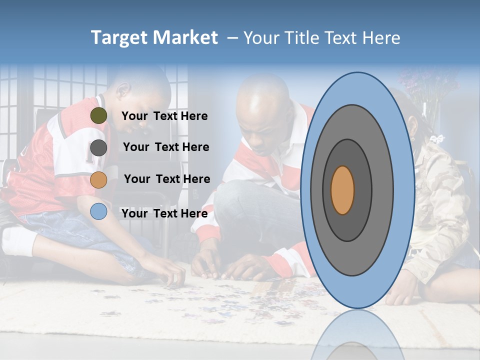 Father And Children Playing With A Jigsaw Puzzle PowerPoint Template