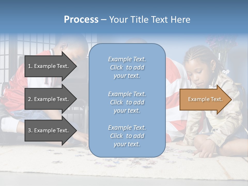 Father And Children Playing With A Jigsaw Puzzle PowerPoint Template