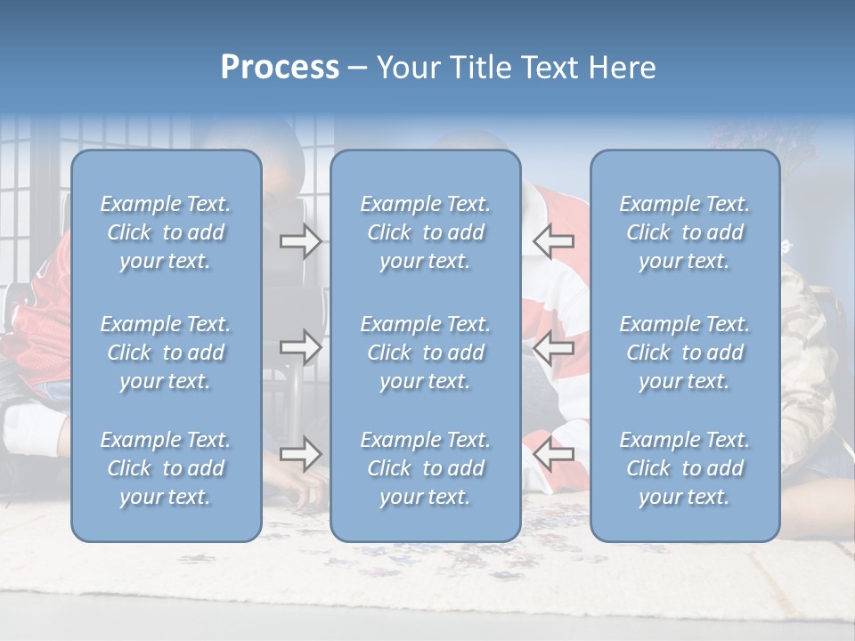 Father And Children Playing With A Jigsaw Puzzle PowerPoint Template