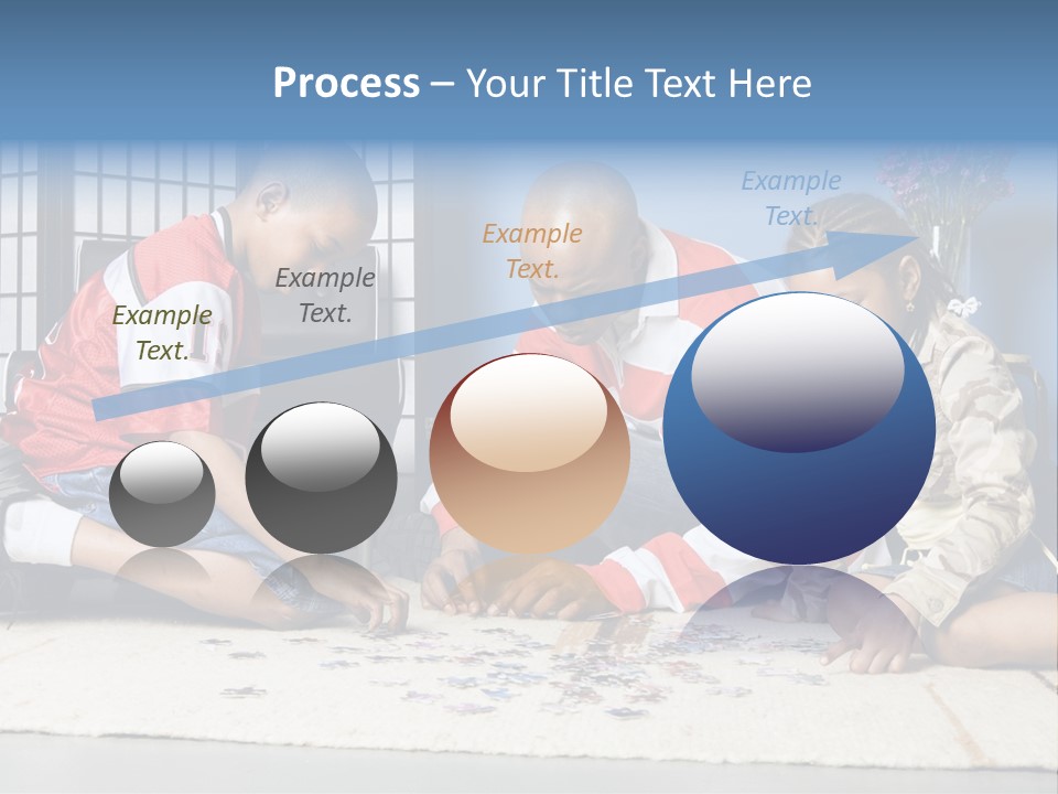 Father And Children Playing With A Jigsaw Puzzle PowerPoint Template