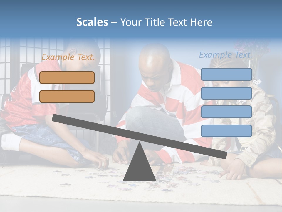 Father And Children Playing With A Jigsaw Puzzle PowerPoint Template